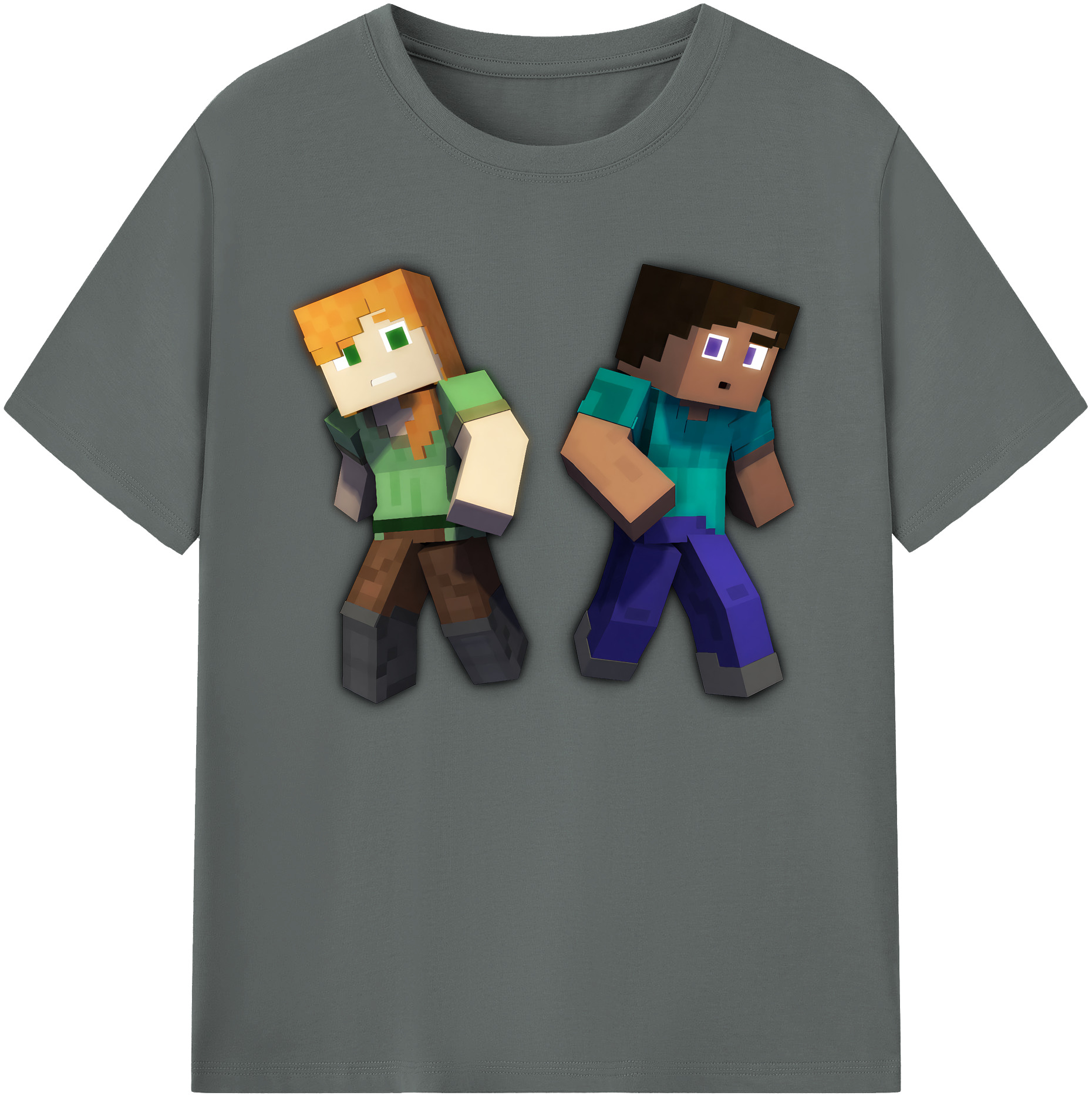 （画像用） マインクラフト ブロックの世界 Minecraft MC Block world 綿100％ メンズ半袖Tシャツ｜肌触りやわらか＆通気性